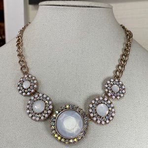 Pretty rhinestone and white bead work sparkly necklace